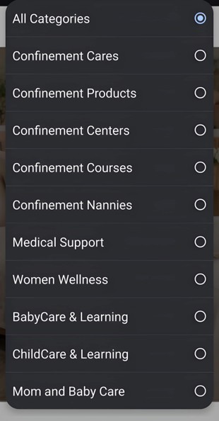 Category dropdown